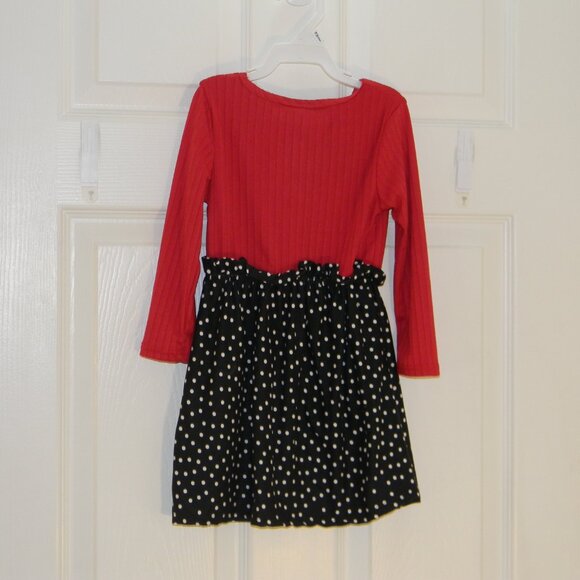 Christmas Dress Gingerbread Red Black Polka Dots Schoolwear Girls 3T NWOT - Picture 2 of 4